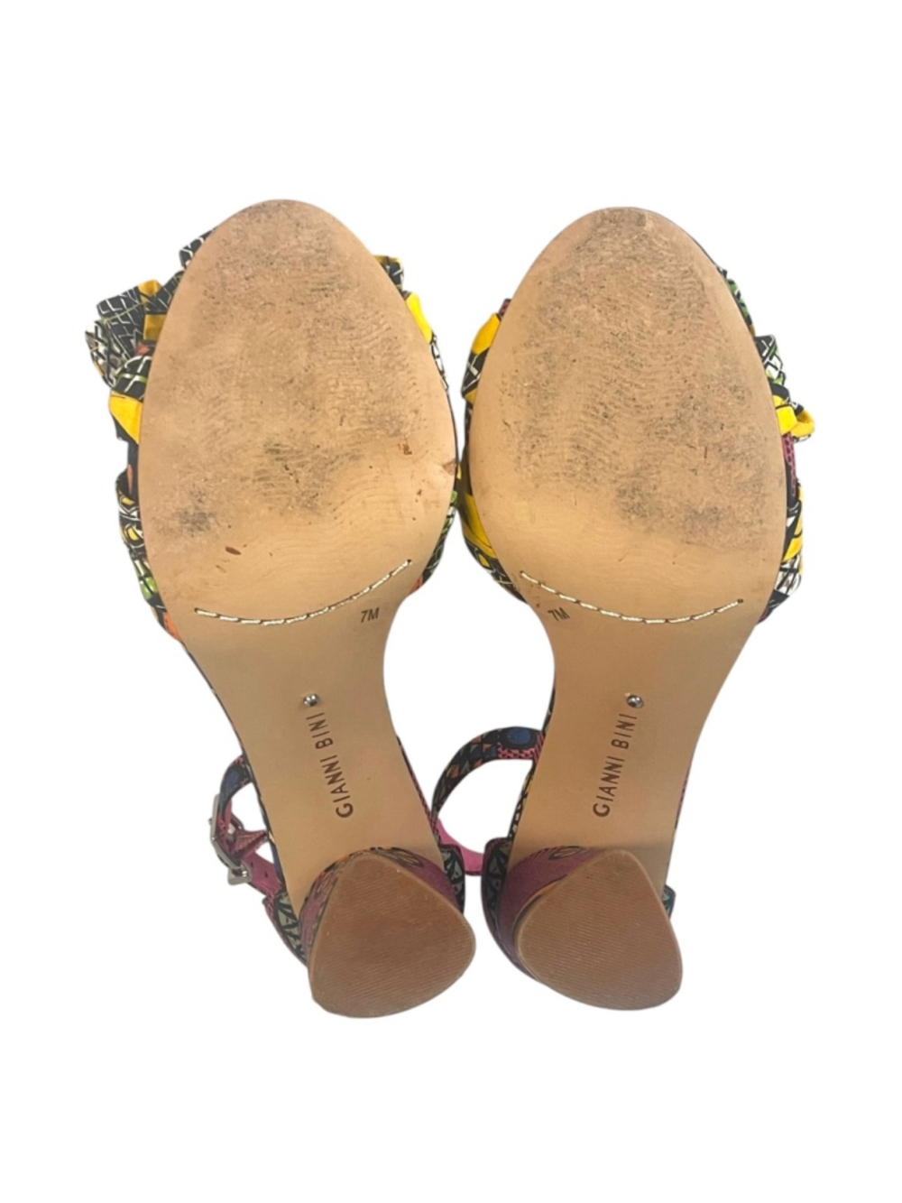 Gianni Bini Lorree Heels Womens Size 7 Peep Toe Ankle Strap Pink Yellow Multicol - Picture 7 of 11